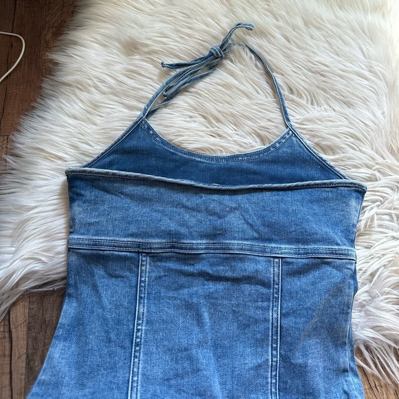 AERIE Halter Denim Corset Mini Dress - Picture 5 of 5
